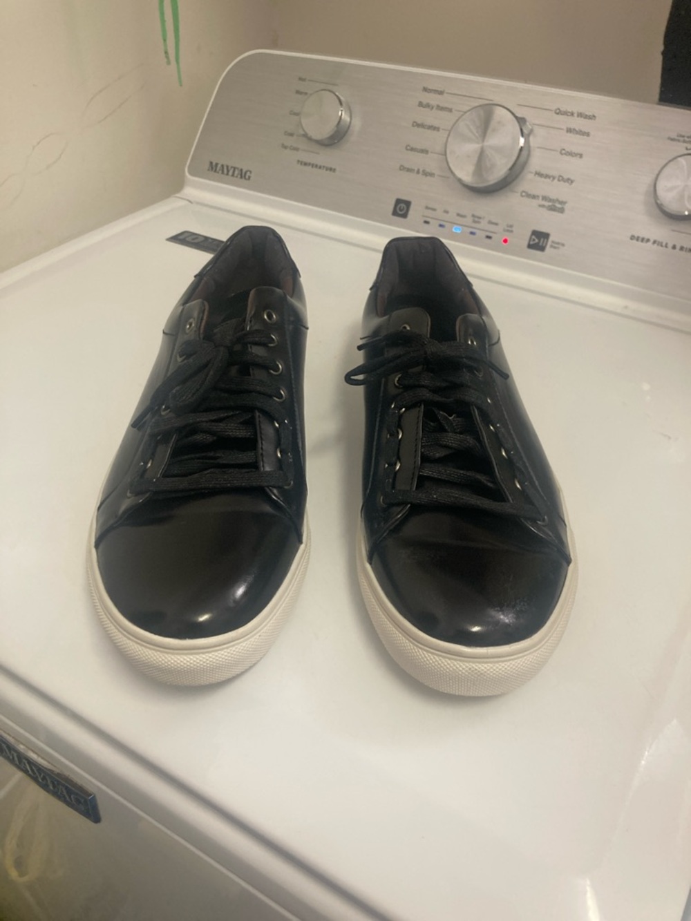 ROMA RIO/Men's Black Low-Top Leather Sneakers with White Sole